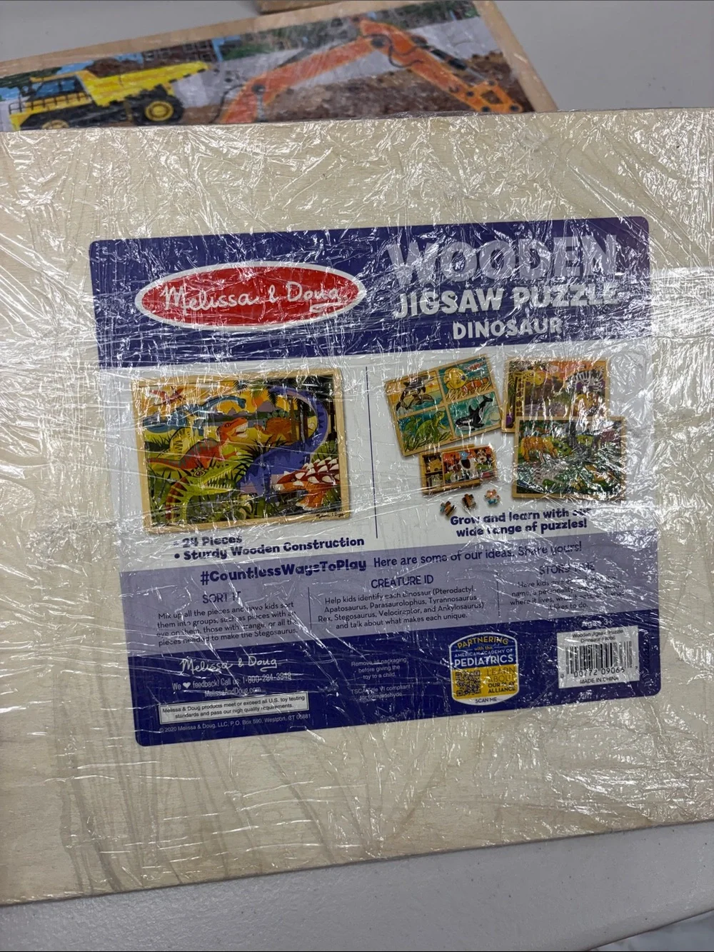 Melissa & Doug Wooden Jigsaw Puzzle Fire Construction Diggers Rescue Dinosaur
